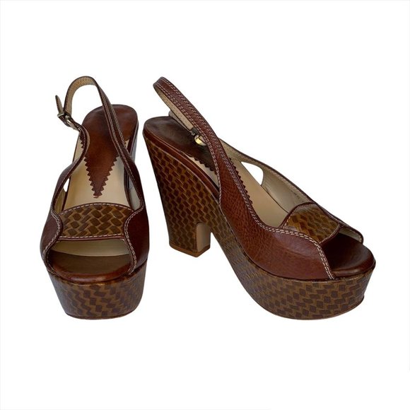 Emporio Armani Leather Platform Sandals | 37 | Brown - Picture 3 of 16